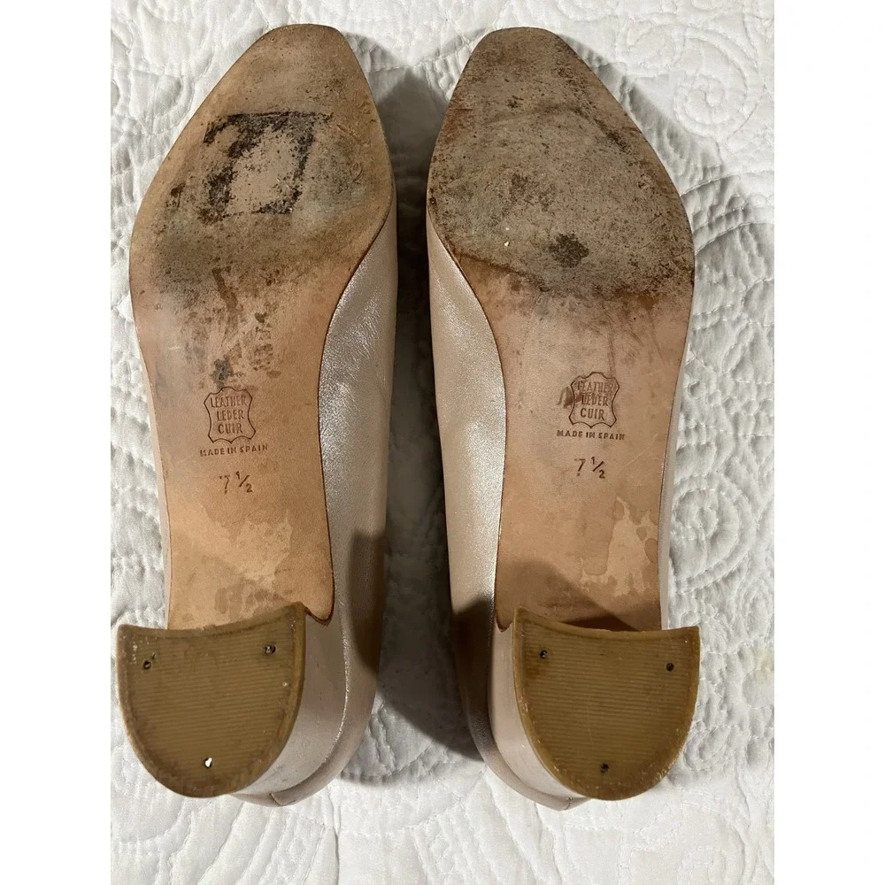 Proxy‎ Women's Round Square Toe 2 inch Block Heel Leather Pumps Womens 7.5 Beige